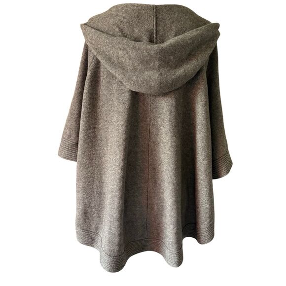 Eileen Fisher Hooded Full Zip Poncho size M Wool Yak Gray - Picture 3 of 10